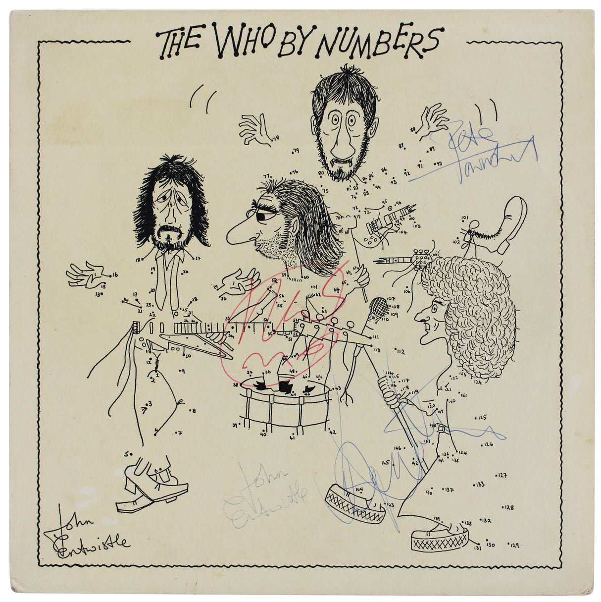 The Who (4) Moon, Entwistle, Townshend & Daltrey Signed Album Cover BAS #AD78263