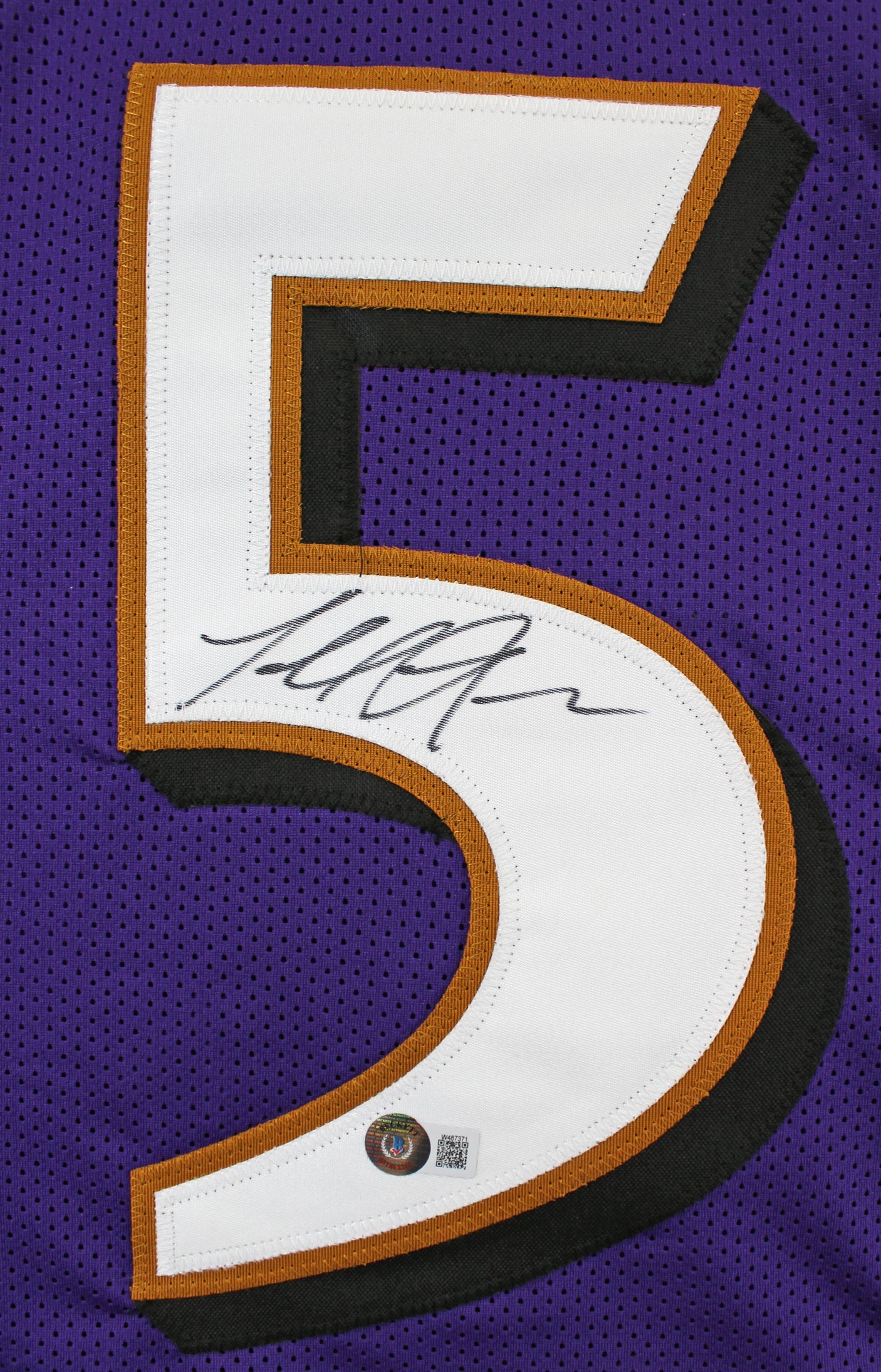 Terrell Suggs "T-Sizzle" Signed Purple Pro Style Framed Jersey BAS Witnessed