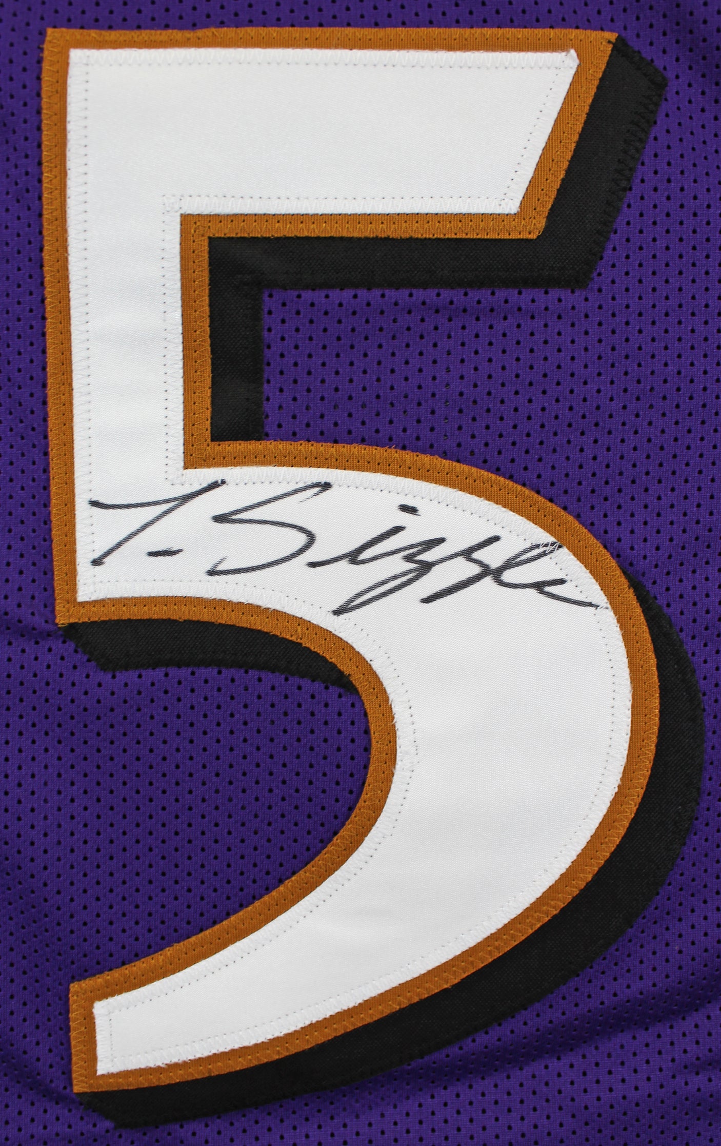 Terrell Suggs "T-Sizzle" Signed Purple Pro Style Framed Jersey BAS Witnessed