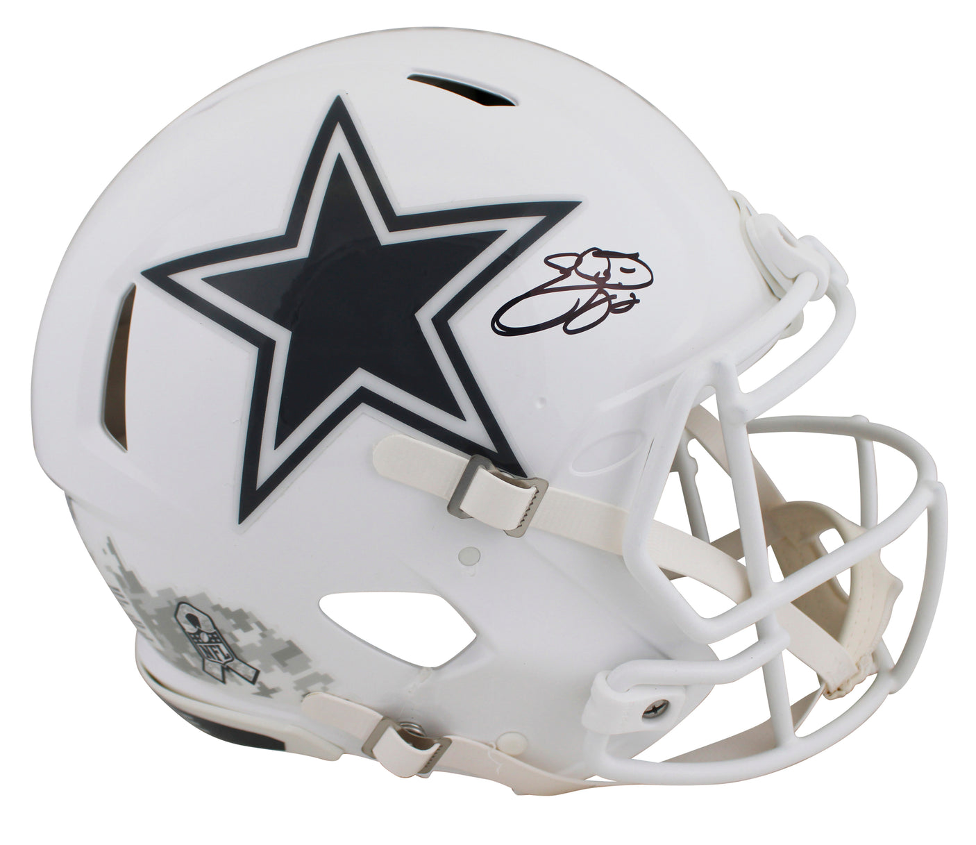 Cowboys Emmitt Smith Signed Salute To Service III F/S Speed Proline Helmet BAS W