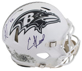 Ravens Ray Lewis & Ed Reed Signed STS III Full Size Speed Proline Helmet BAS Wit