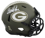 Packers Sterling Sharpe Signed Salute To Service Speed Mini Helmet BAS Witnessed