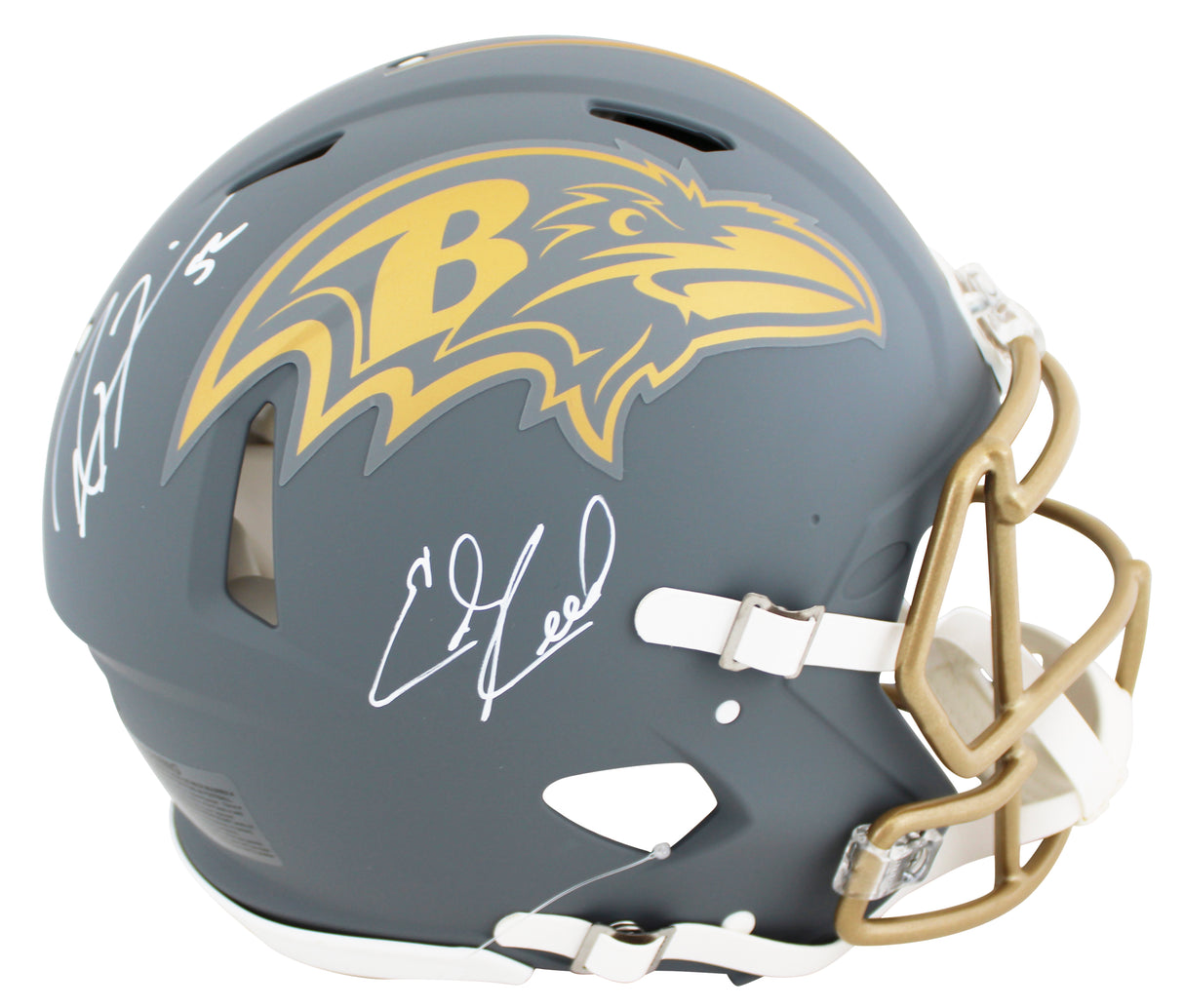 Ravens Ray Lewis & Ed Reed Signed Slate F/S Speed Proline Helmet W/ Case BAS Wit