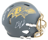 Ravens Ray Lewis & Ed Reed Signed Slate F/S Speed Proline Helmet W/ Case BAS Wit