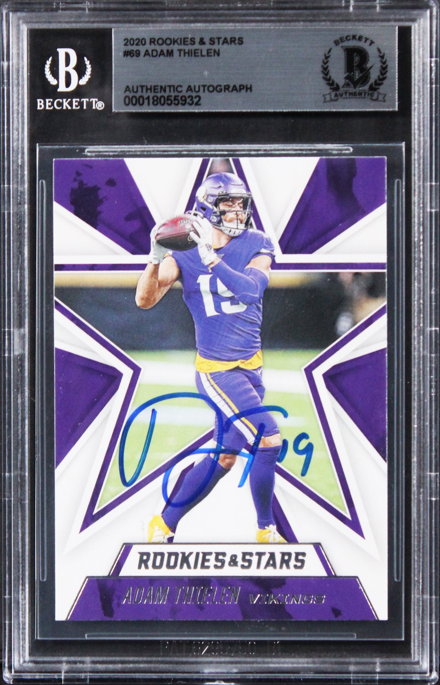 Vikings Adam Thielen Authentic Signed 2020 Rookies & Stars #69 Card BAS Slabbed
