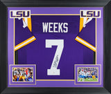 LSU Whit Weeks Authentic Signed Purple Pro Style Framed Jersey JSA Witness