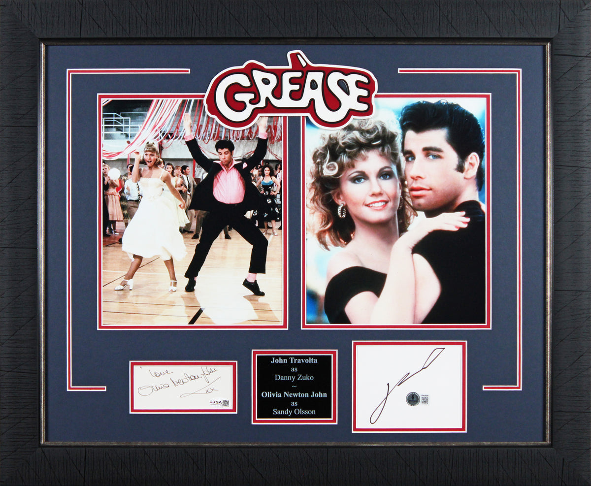 John Travolta & Olivia Newton John Grease Signed Framed Display BAS & JSA