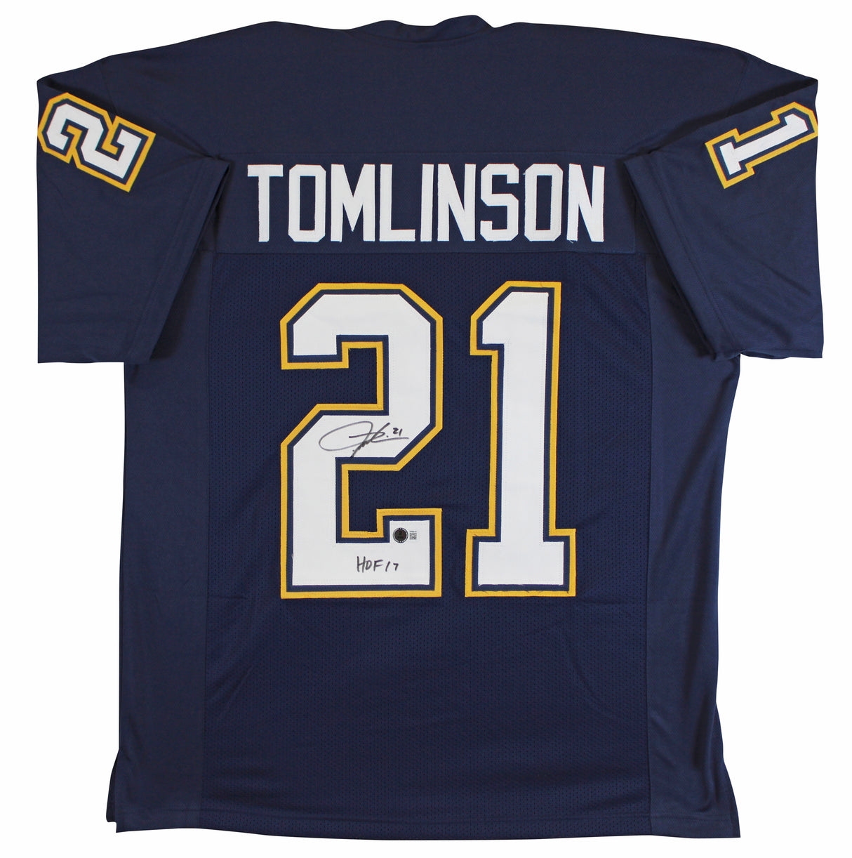 LaDanian Tomlinson "HOF 17" Authentic Signed Navy Blue Pro Style Jersey BAS Wit