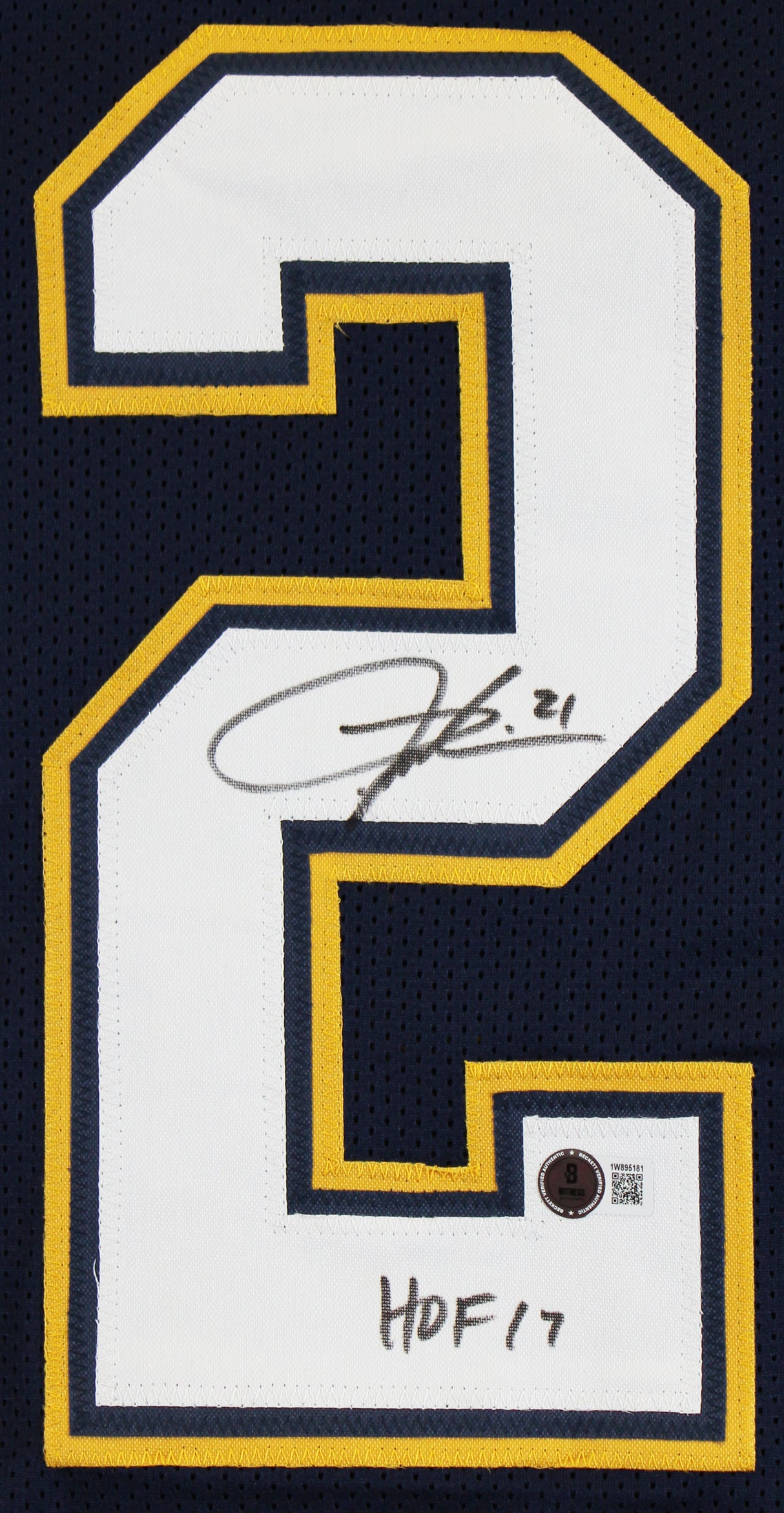 LaDanian Tomlinson "HOF 17" Authentic Signed Navy Blue Pro Style Jersey BAS Wit