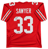 Ohio State Jack Sawyer Authentic Signed Red Pro Style Jersey Autographed BAS 2