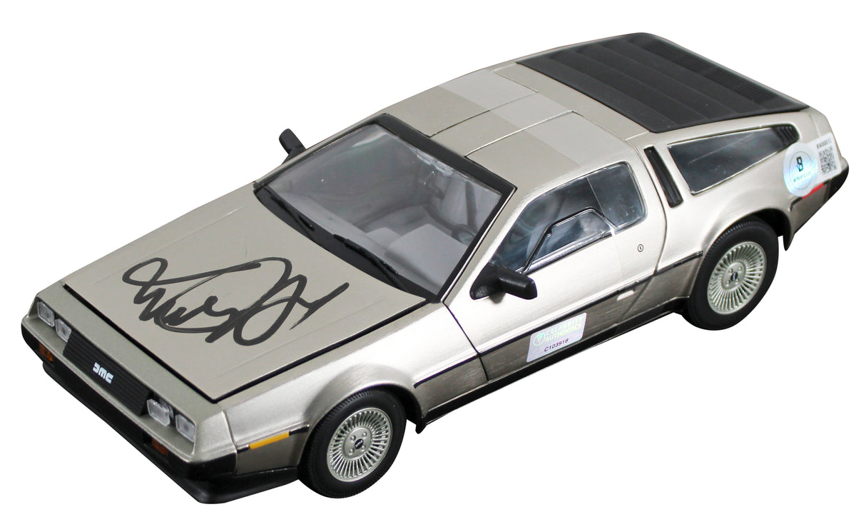 Michael J. Fox Back To The Future Signed 1:18 Die Cast DeLorean Time Machine BAS