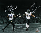 Ravens Ray Lewis & Ed Reed Signed 16x20 Horizontal Spotlight Photo BAS Witnessed