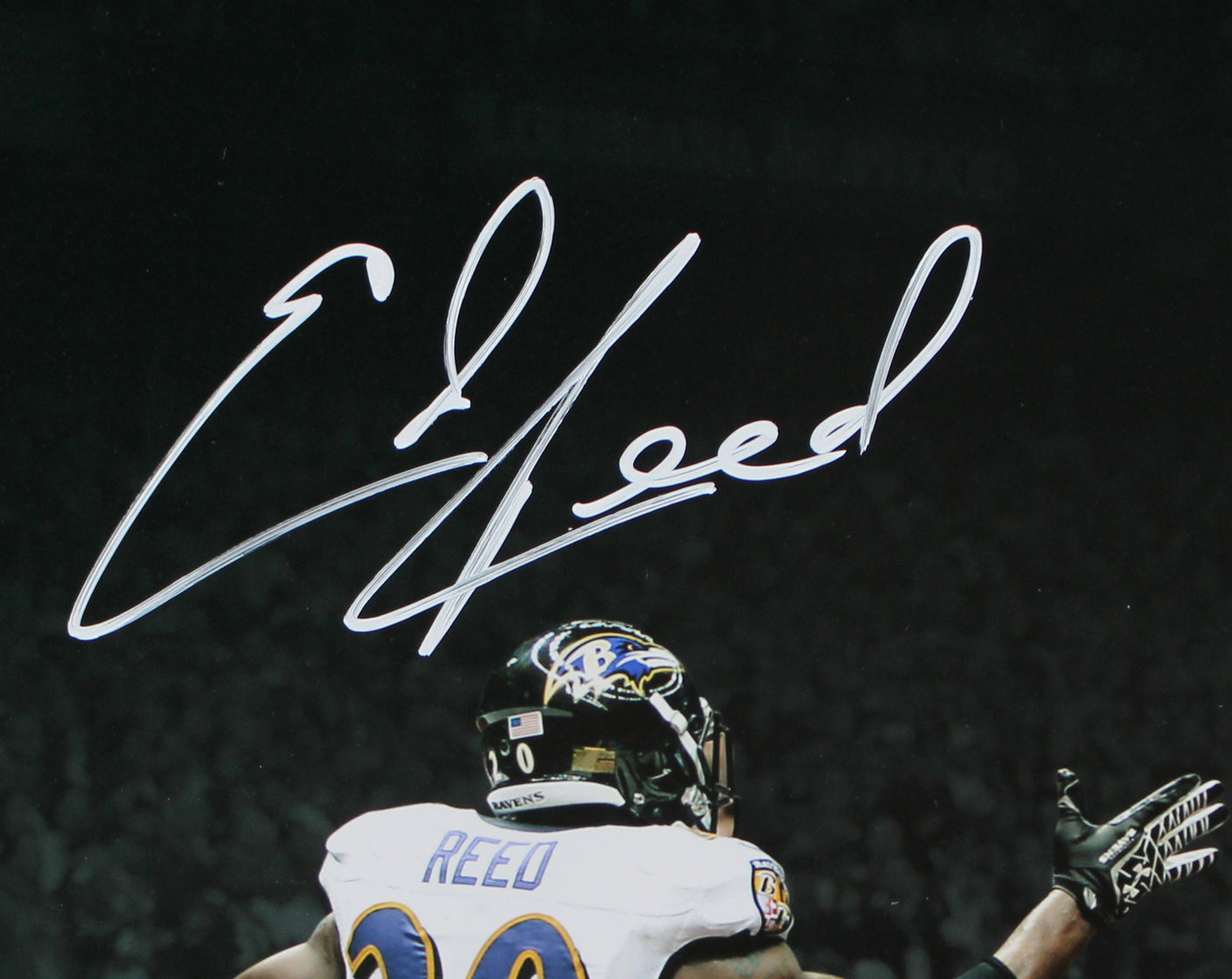 Ravens Ray Lewis & Ed Reed Signed 16x20 Horizontal Spotlight Photo BAS Witnessed