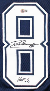 Drew Pearson "HOF 21" Authentic Signed Navy Pro Style Jersey BAS Witnessed