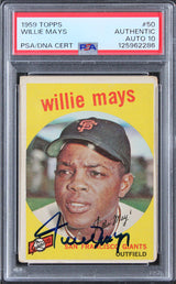 Giants Willie Mays Authentic Signed 1959 Topps #50 Card Auto 10! PSA/DNA Slabbed