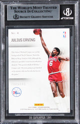76ers Julius Erving Signed 2014 Panini Excalibur Slam Inc. #8 Card BAS Slabbed