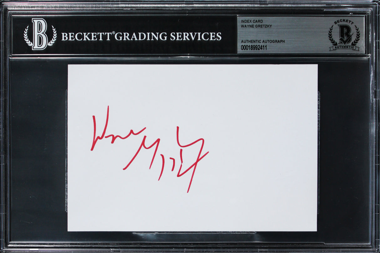 Oilers Wayne Gretzky Authentic Signed 4x6 Index Card Autographed BAS Slabbed 1