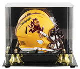 Arizona State Cameron Skattebo Signed Yellow Sparky Speed Mini Helmet w Case JSA