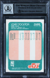 Jazz John Stockton Authentic Signed 1988 Fleer #115 Card Auto 10! BAS Slabbed
