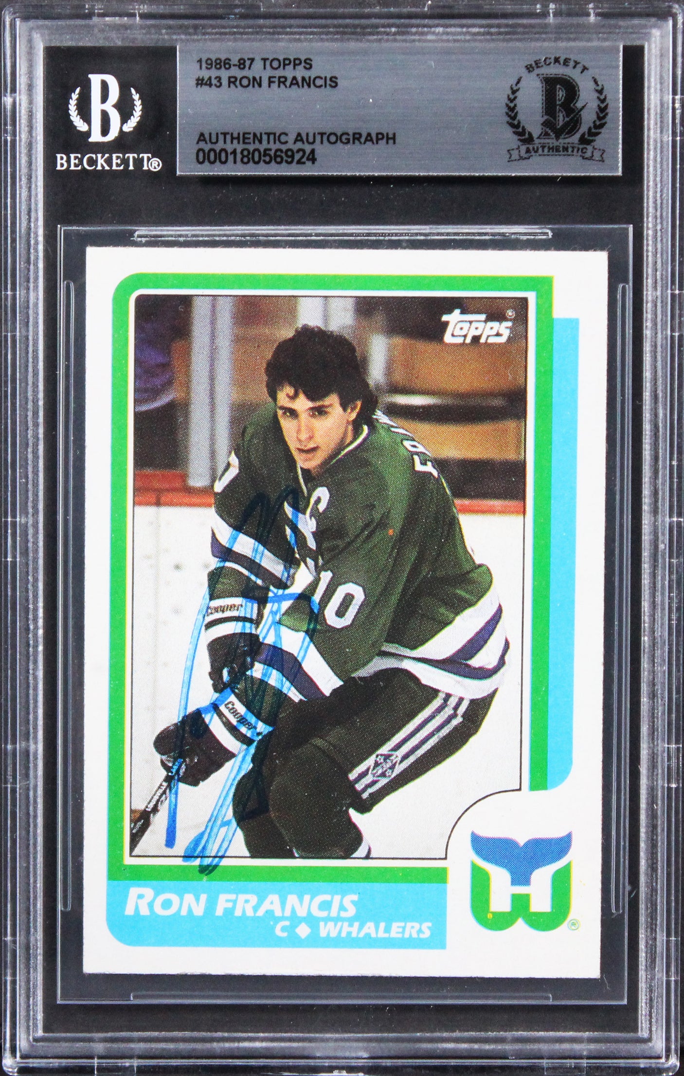 Whalers Ron Francis Authentic Signed 1986 Topps #43 Card BAS Slabbed