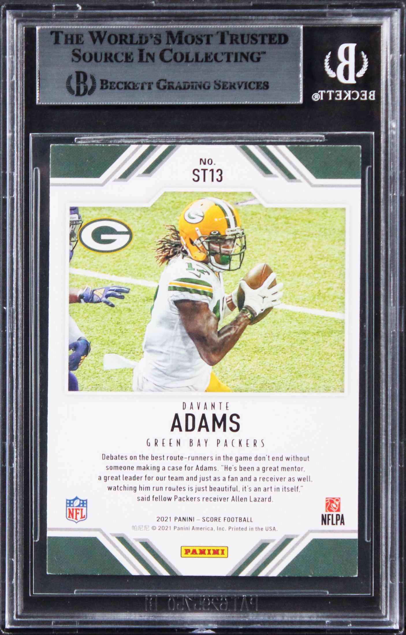 Packers Davante Adams Authentic Signed 2021 Score Team #13 Card BAS Slabbed