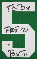 Celtics Kevin Garnett "HOF, Big Tix" Signed Green M&N HWC Swingman Jersey JSA W