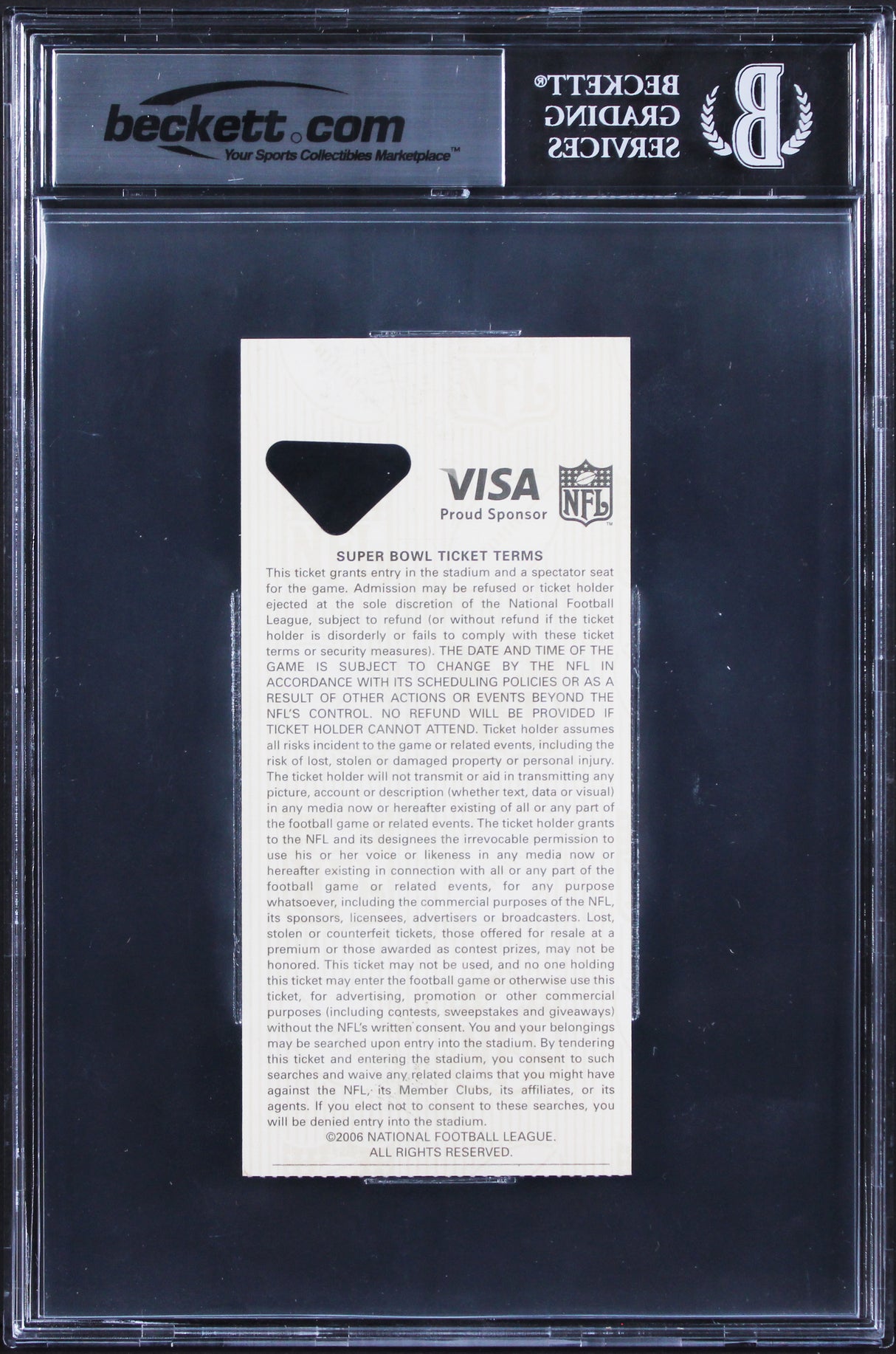 Steelers Hines Ward "SB XL MVP" Signed 2006 Super Bowl XL Ticket Stub BAS Slab 1