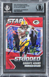 Davante Adams Signed 2021 Rookies & Stars Star Studded Red Wave #7 Card BAS Slab