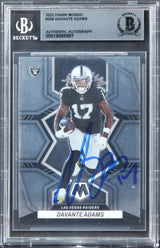 Raiders Davante Adams Signed 2022 Panini Mosaic Thunder Lane #9 Card BAS Slabbed