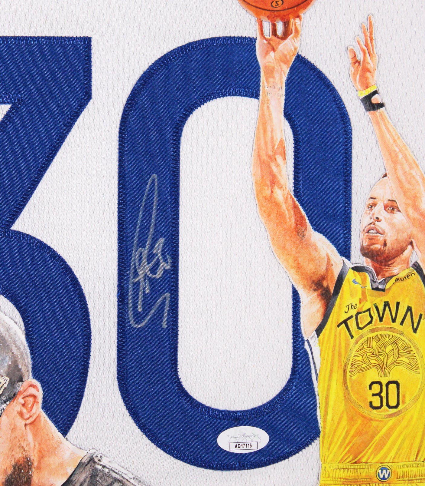 Warriors Stephen Curry Signed Hand Painted White Nike Framed Jersey JSA #AQ17116