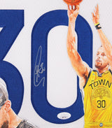 Warriors Stephen Curry Signed Hand Painted White Nike Framed Jersey JSA #AQ17116