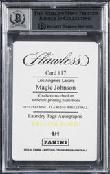 Magic Johnson Signed 2022 Panini Flawless LT PP Yellow #17 Card Auto 10 BAS Slab