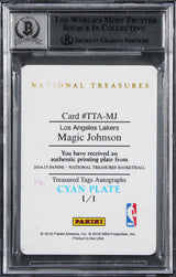 Magic Johnson "HOF 02" Signed 2014 NT TT PP Cyan #TTAMJ Card Auto 10 BAS Slabbed