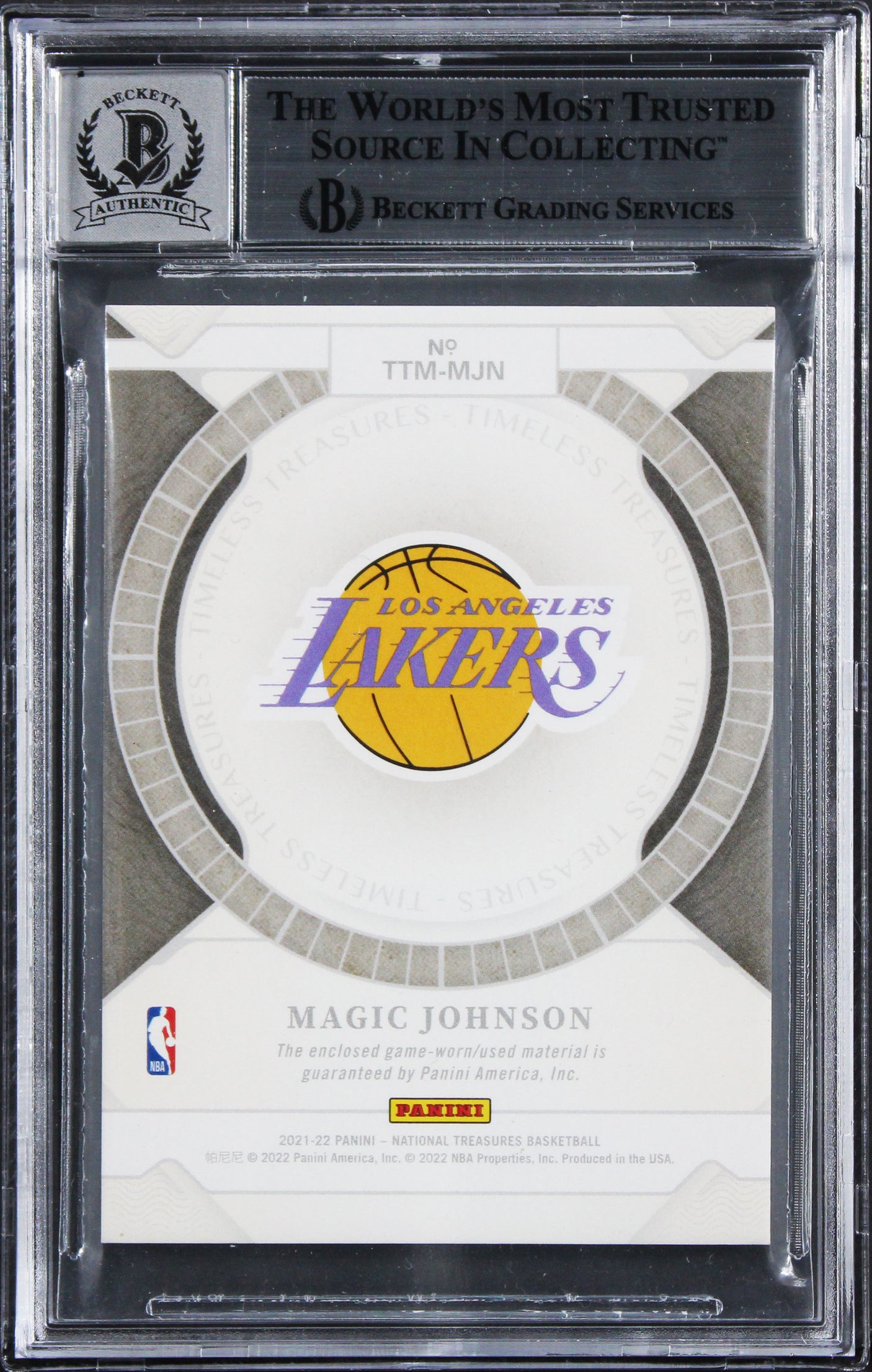 Magic Johnson Signed 2021 NT Timeless Mat #18 #83/99 Card Auto 10! BAS Slabbed