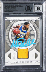 Magic Johnson Signed 2021 NT Timeless Mat #18 #51/99 Card Auto 10! BAS Slabbed