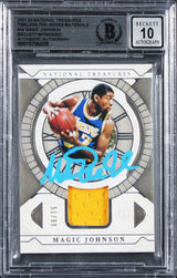 Magic Johnson Signed 2021 NT Timeless Mat #18 #51/99 Card Auto 10! BAS Slabbed