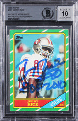 49ers Jerry Rice "HOF 2010" Signed 1986 Topps #161 RC Card Auto 10 BAS Slabbed 3