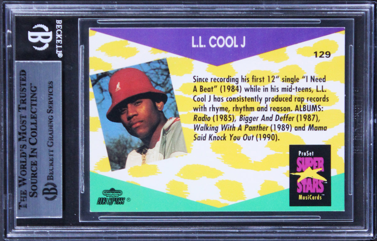 LL Cool J Signed 1991 Pro Set Superstars Musicards #129 Card BAS Slabbed