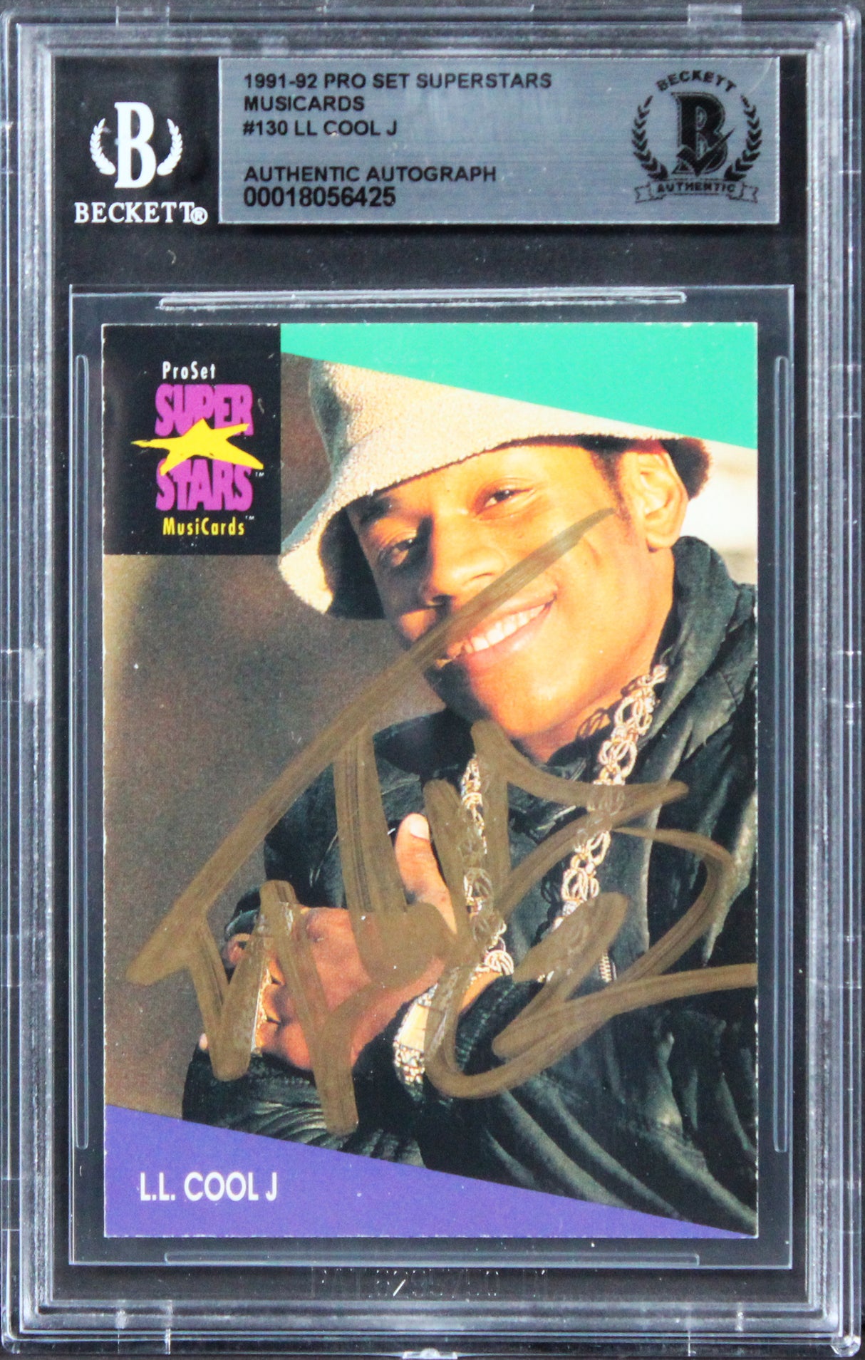 LL Cool J Signed 1991 Pro Set Superstars Musicards #130 Card BAS Slabbed