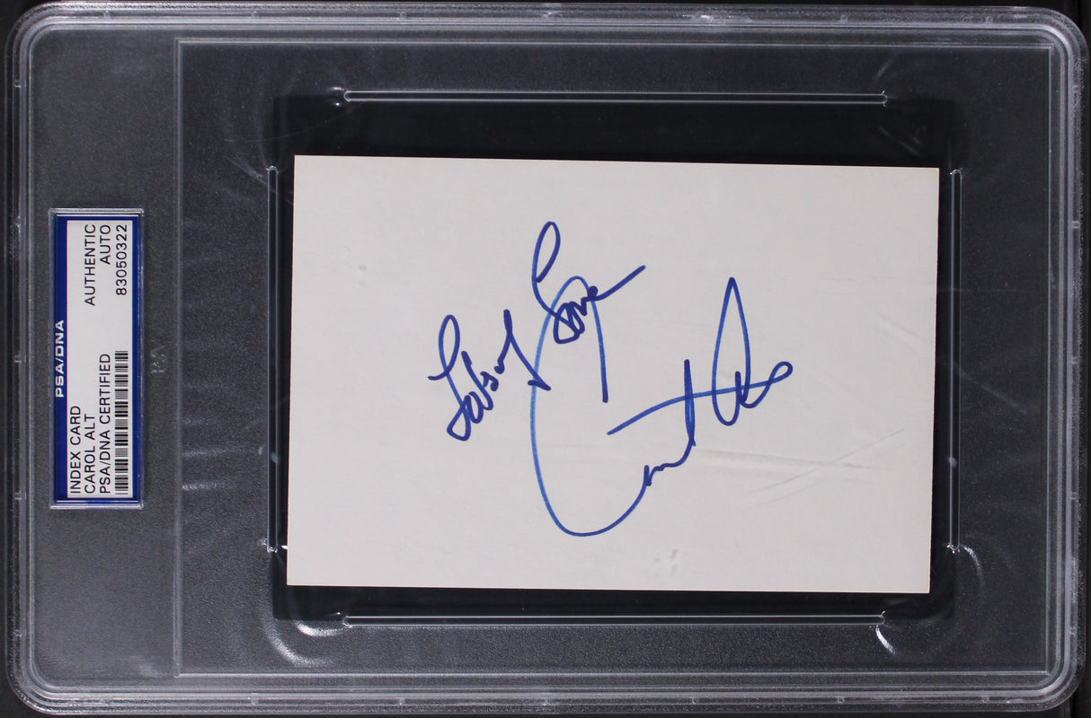Carol Alt Private Parts "Lots of Love" Authentic Signed 4x6 Index Card PSA Slab