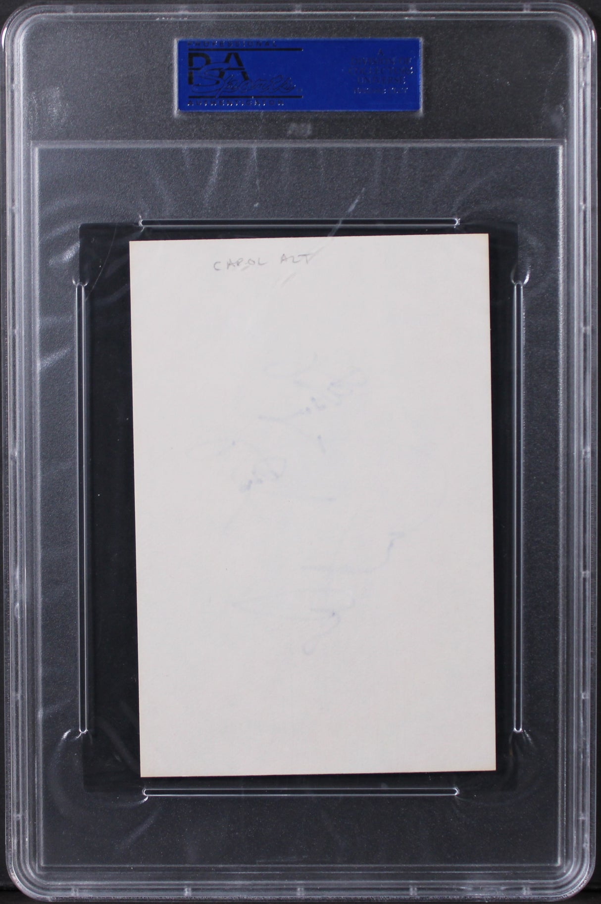 Carol Alt Private Parts "Lots of Love" Authentic Signed 4x6 Index Card PSA Slab