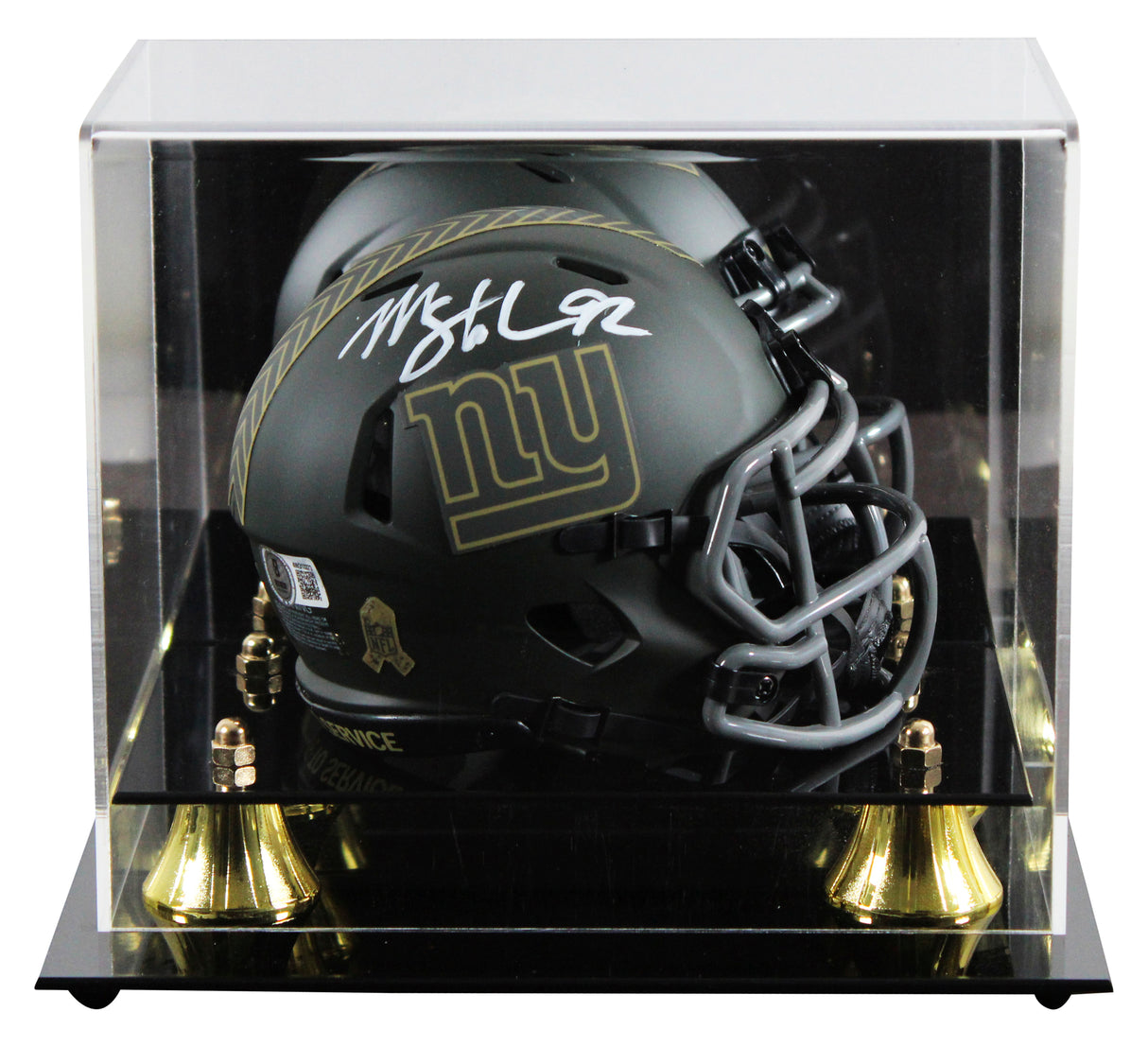 Giants Michael Strahan Signed STS IV Speed Mini Helmet W/ Case BAS Witnessed