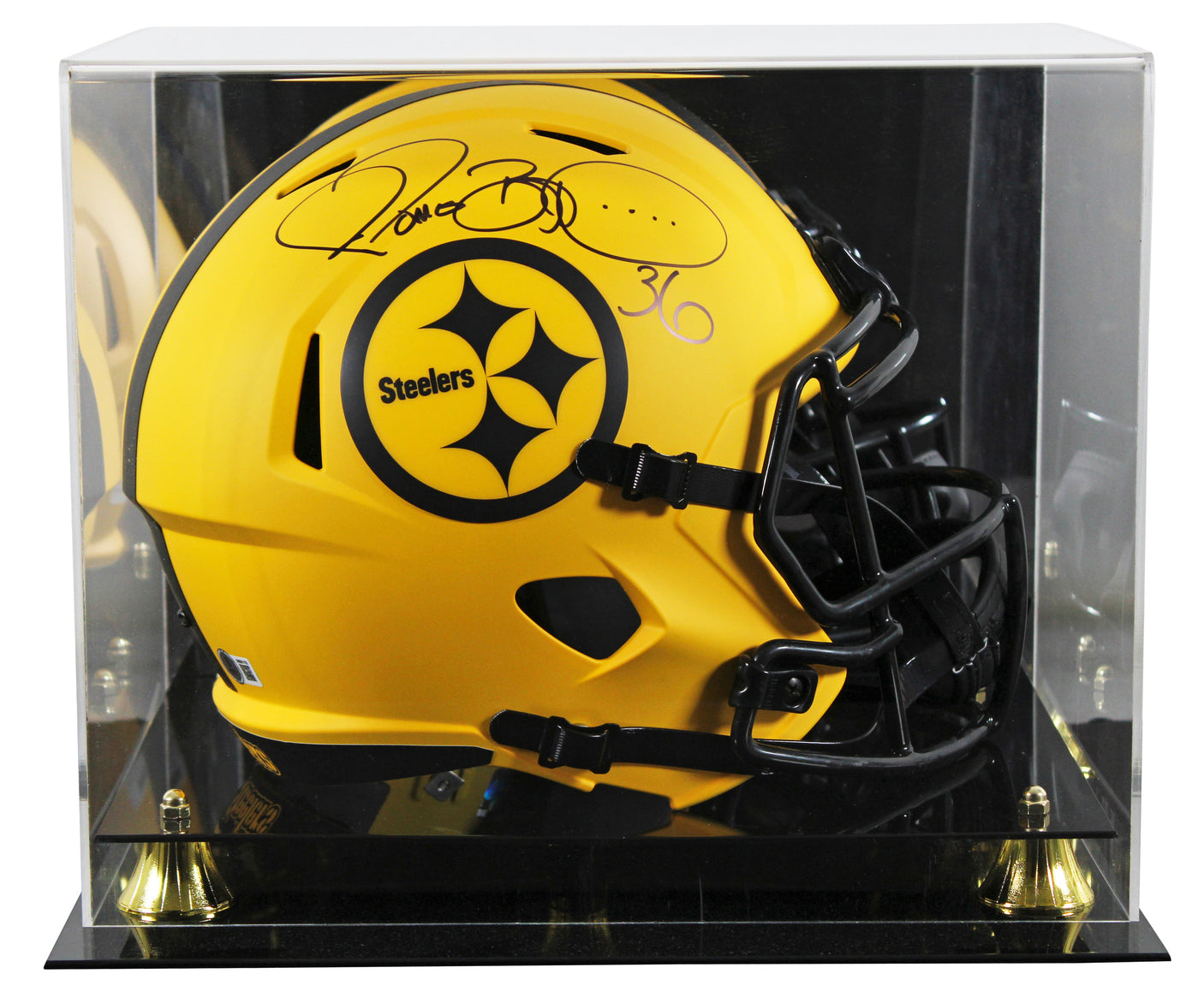Steelers Jerome Bettis Signed Rave Full Size Speed Rep Helmet W/ Case BAS Wit