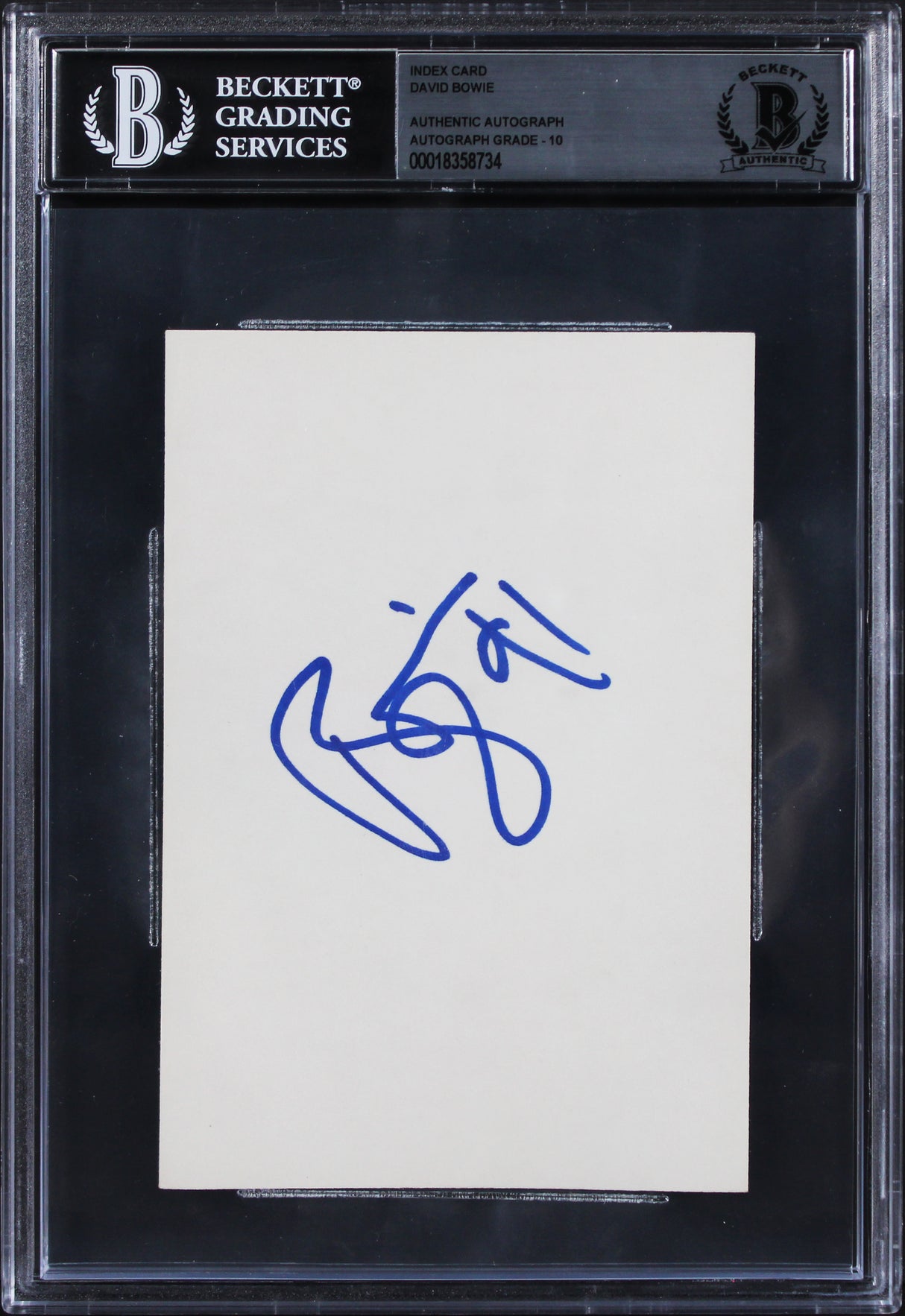 David Bowie "91" Authentic Signed 3x5 Index Card Auto Graded 10! BAS Slabbed