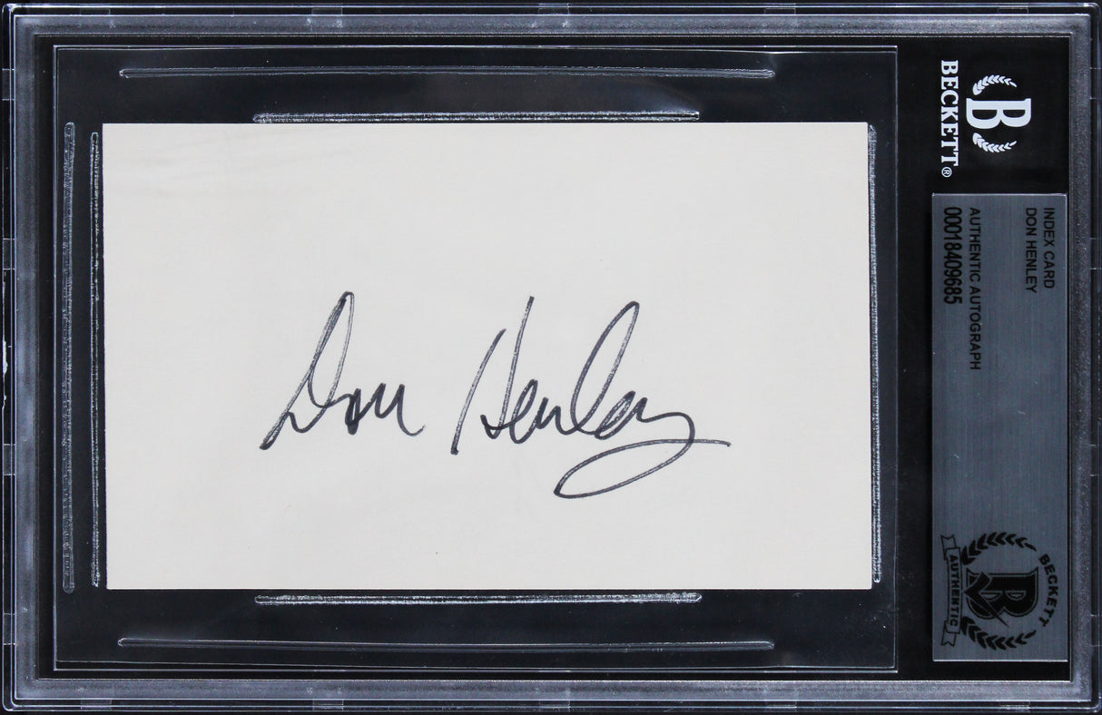 Don Henley The Eagles Authentic Signed 3x5 Index Card Autographed BAS Slabbed