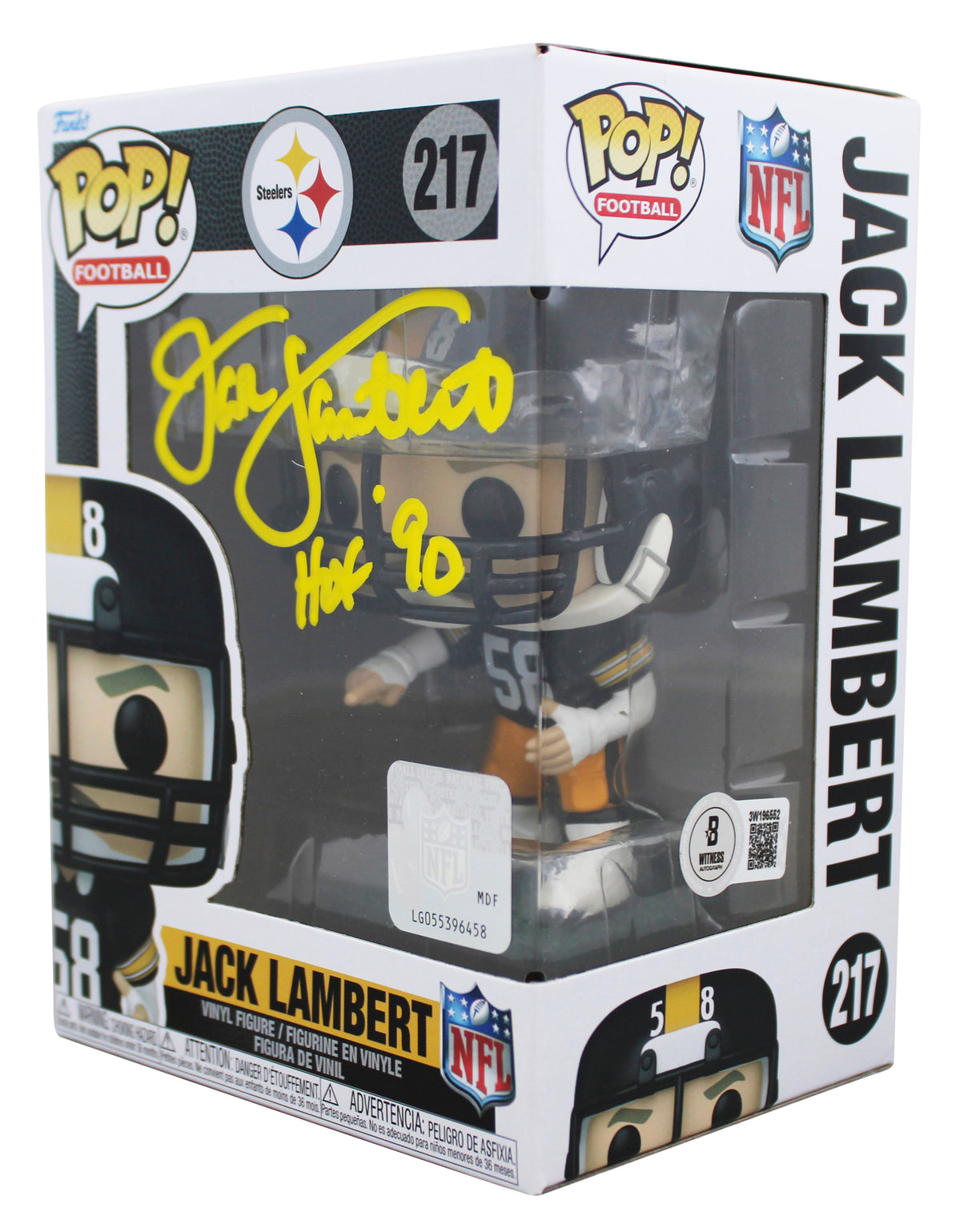 Steelers Jack Lambert "HOF 90" Signed #67 Funko Pop Vinyl Figure BAS Witnessed
