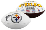 Steelers Jack Sawyer Signed Rawlings White Panel Logo Football W/ Case BAS Wit
