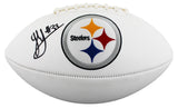 Steelers Jack Sawyer Signed Rawlings White Panel Logo Football W/ Case BAS Wit