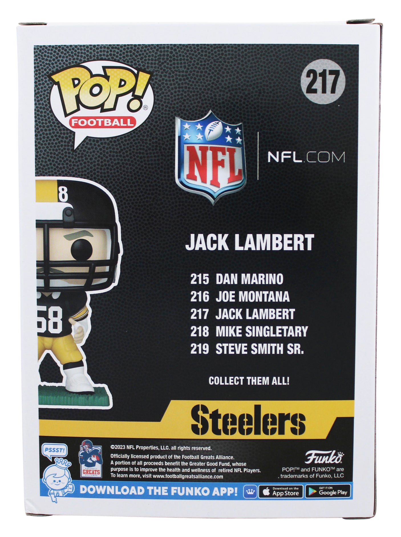 Steelers Jack Lambert "HOF 90" Signed #67 Funko Pop Vinyl Figure BAS Witnessed