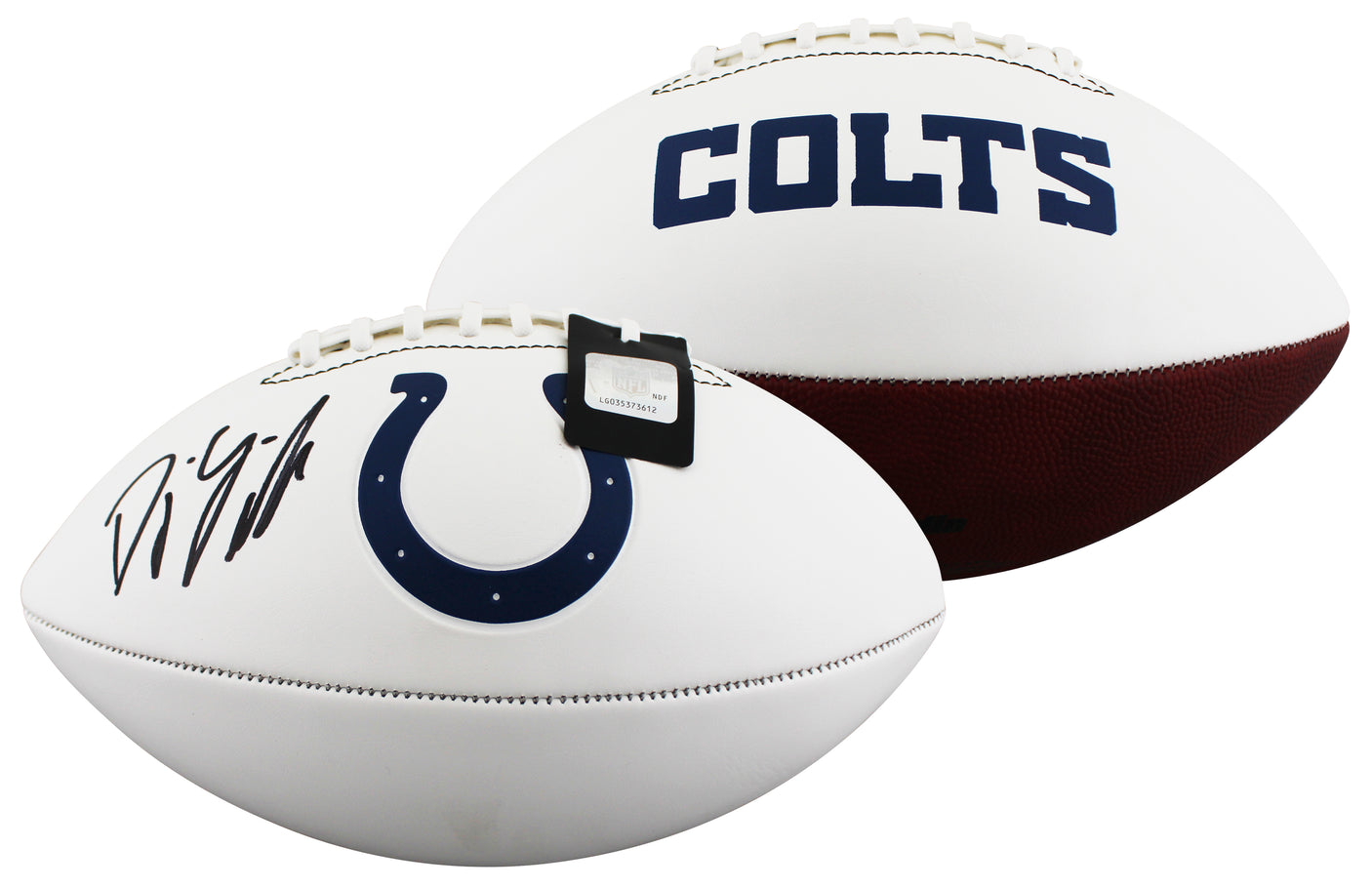 Colts D.J. Giddens Signed Franklin White Panel Logo Football W/ Case BAS Witness